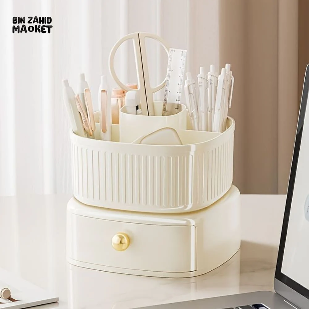 LUXOR ROTATING MAKEUP BRUSH ORGANIZER WITH DRAWER - Image 4