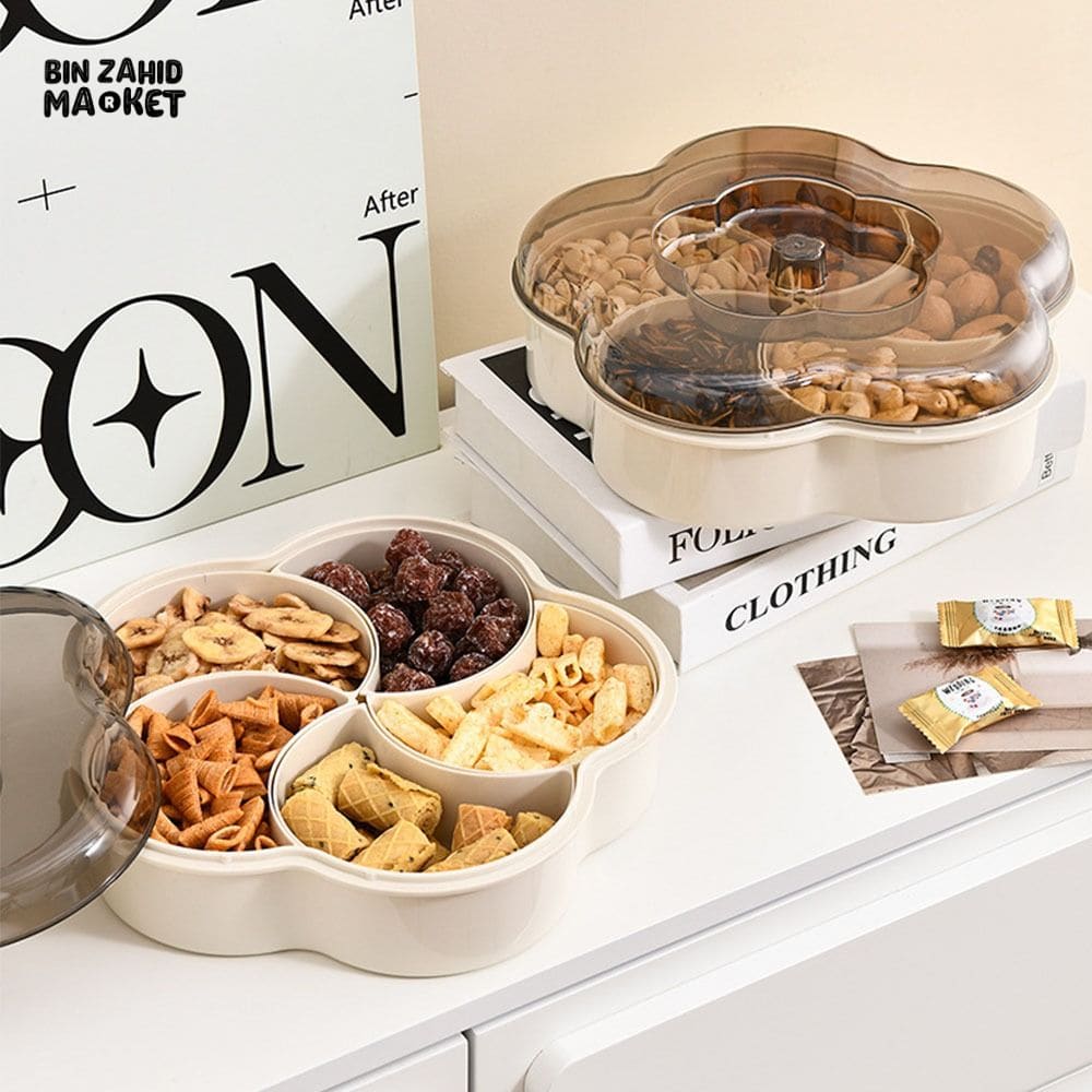 LUXORMOVE DIVIDED SNACK SERVING TRAY WITH LID – DUSTPROOF FRUIT & CANDY BOWL - Image 2