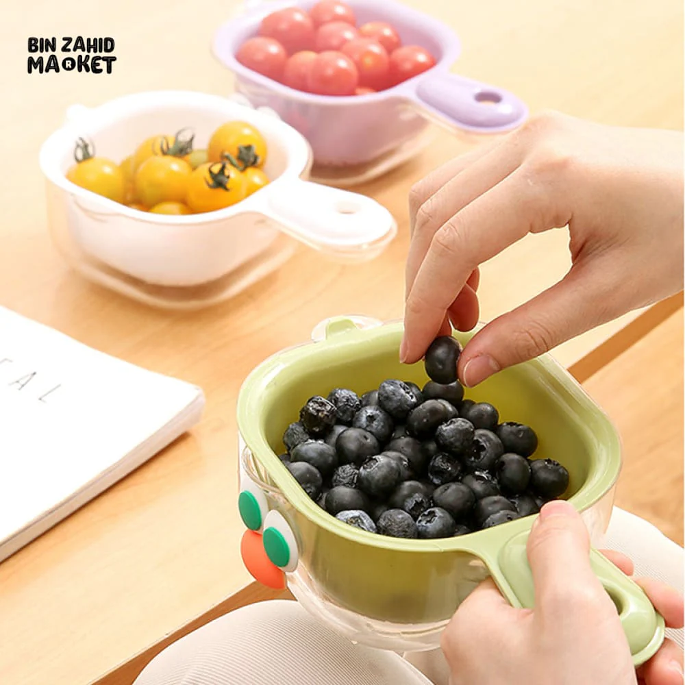 LUXORMOVE DOUBLE-LAYER VEGETABLE & FRUIT BASKET – 2-IN-1 THICKENED DRAIN FILTER WITH CUTE HANDLE FOR HOME USE - Image 4