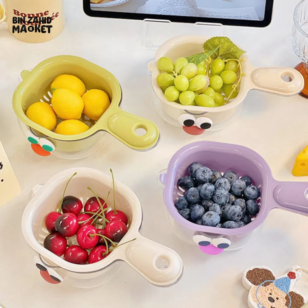 LUXORMOVE DOUBLE-LAYER VEGETABLE & FRUIT BASKET – 2-IN-1 THICKENED DRAIN FILTER WITH CUTE HANDLE FOR HOME USE - Image 6