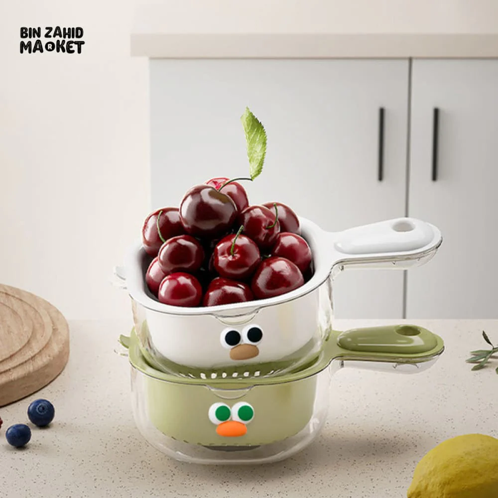 LUXORMOVE DOUBLE-LAYER VEGETABLE & FRUIT BASKET – 2-IN-1 THICKENED DRAIN FILTER WITH CUTE HANDLE FOR HOME USE - Image 8
