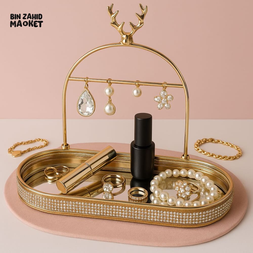 LUXORMOVE GOLDEN JEWELRY HOLDER – DEER ANTLER DESIGN VANITY ORGANIZER TRAY FOR NECKLACES RINGS & ACCESSORIES - Image 2