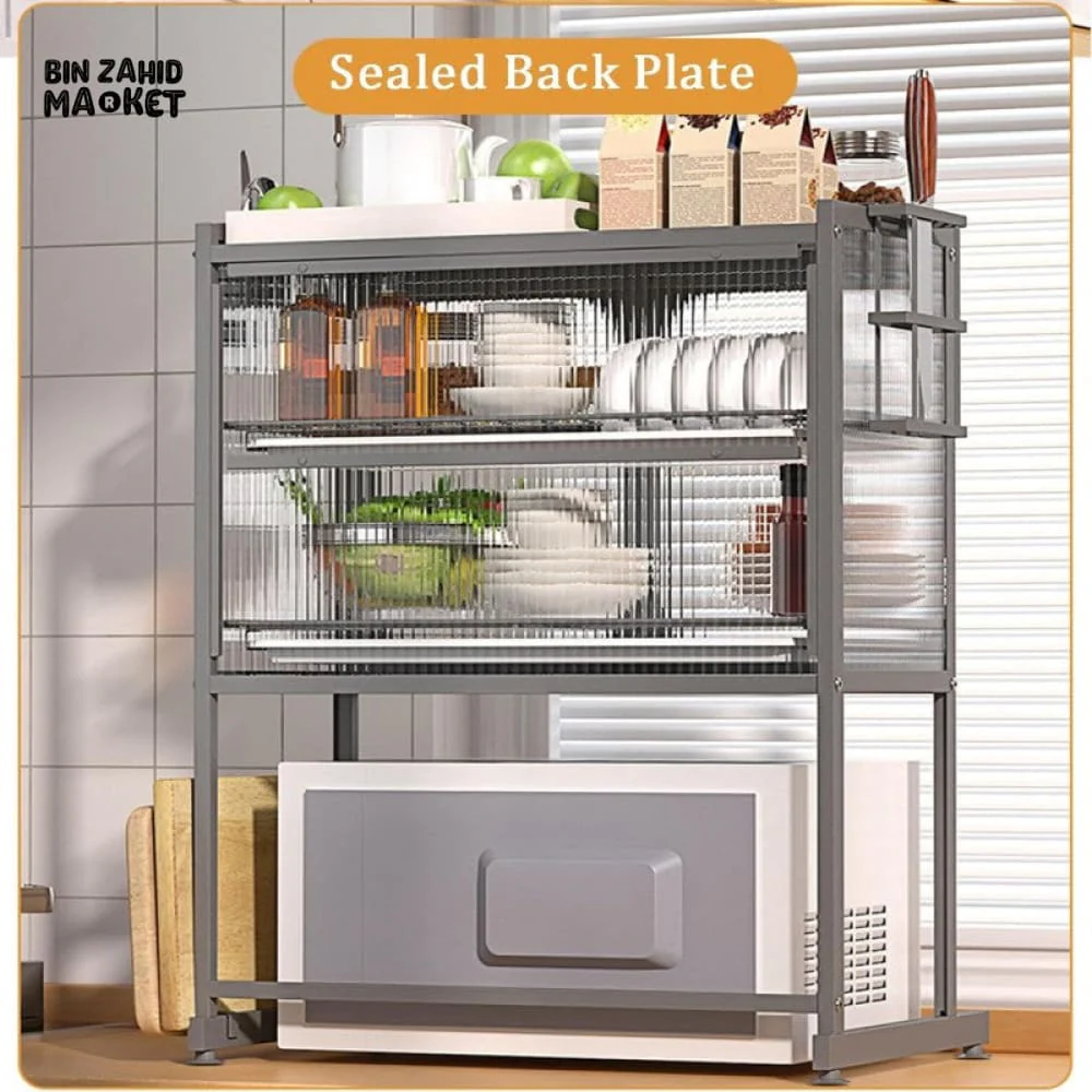 LUXORMOVE KITCHEN RACK MULTIFUNCTIONAL DISH DRAIN SHELF OVEN STORAGE ORGANIZER - BLACK - Image 3