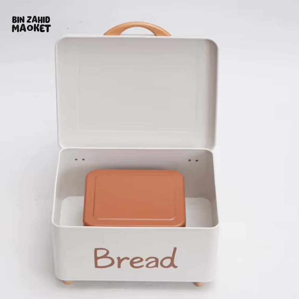 LUXORMOVE LARGE BREAD BIN WITH WOOD HANDLE – PLUS SMALL STOCK CONTAINER - Image 6