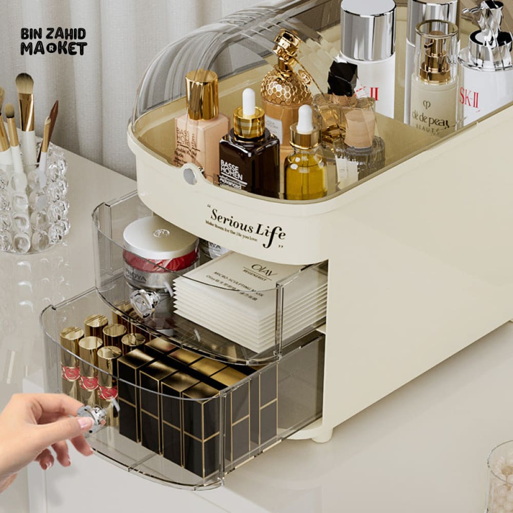 LUXORMOVE LARGE CAPACITY COSMETIC & JEWELRY STORAGE DRAWER WITH LID MAKEUP ORGANIZER & LIPSTICK BOX - Image 4
