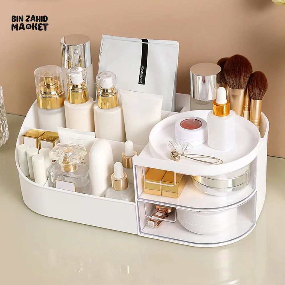 LUXORMOVE MAKEUP STORAGE BOX WITH MIRROR & TOUCH LIGHT – VANITY COSMETIC & JEWELRY ORGANIZER - Image 5