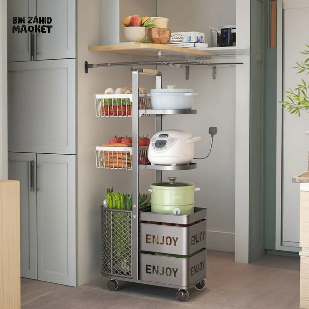 LUXORMOVE MODERN FRUIT & VEGETABLE ORGANIZER – MULTI-LAYER METAL BASKET SHELF - Image 3