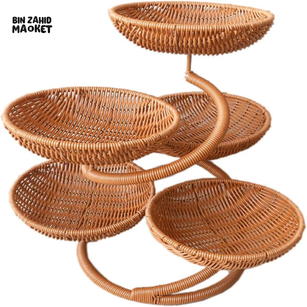 LUXORMOVE PREMIUM RATTAN FRUIT RACK – 5-TIER NATURAL STORAGE ORGANIZER FOR HOME & COUNTERTOP - Image 4