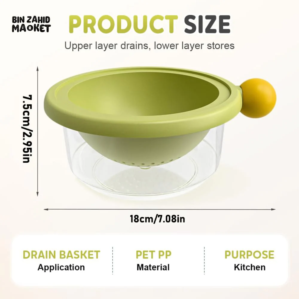 LUXORMOVE SMALL DOUBLE-LAYER DRAIN BASKET – 2-IN-1 THICKENED PLASTIC VEGETABLE WASHING TRAY & MULTIFUNCTIONAL FRUIT DRAINER - Image 10