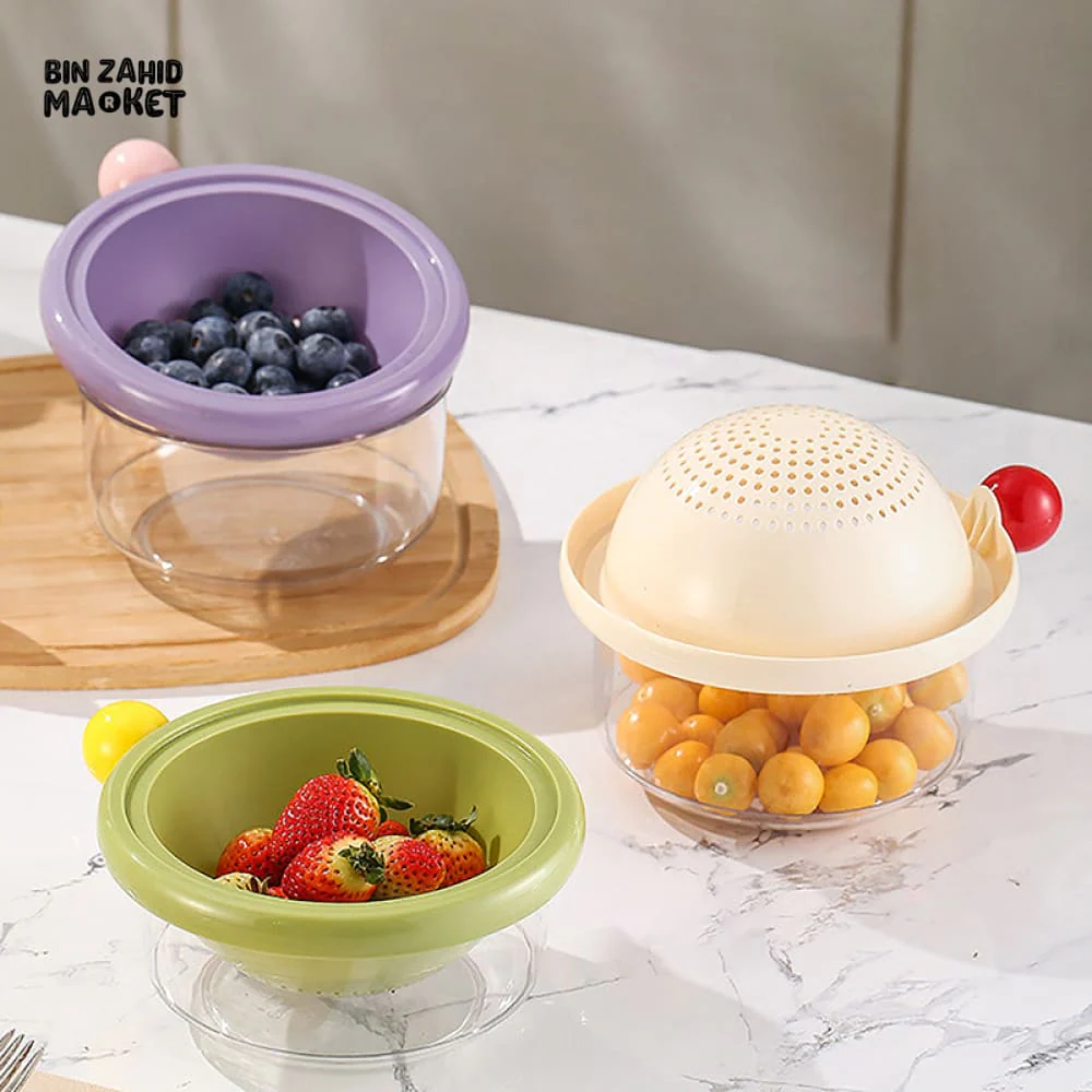 LUXORMOVE SMALL DOUBLE-LAYER DRAIN BASKET – 2-IN-1 THICKENED PLASTIC VEGETABLE WASHING TRAY & MULTIFUNCTIONAL FRUIT DRAINER - Image 6