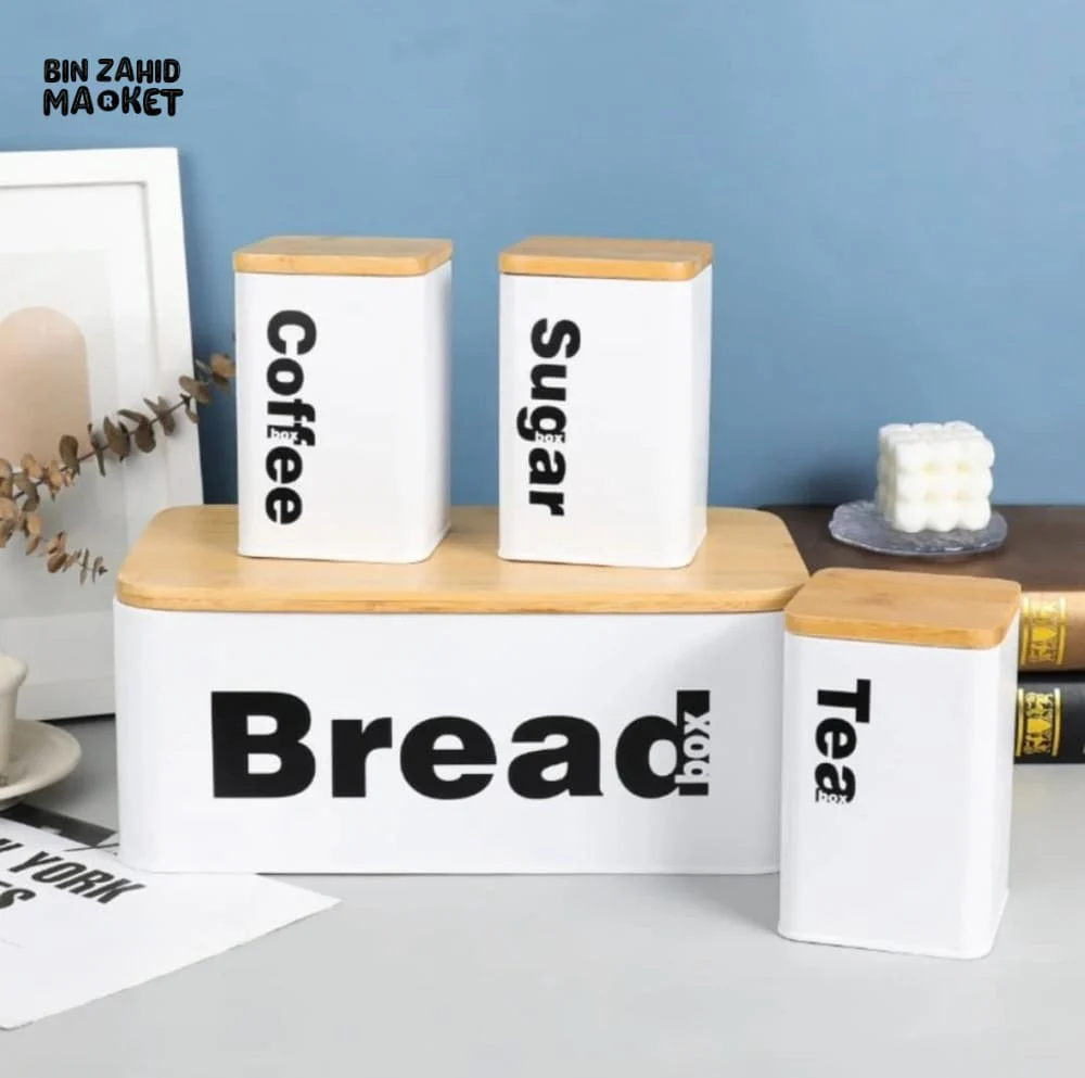 LUXURMOVE BREAD BOX SET BAMBOO - BLACK - Image 4