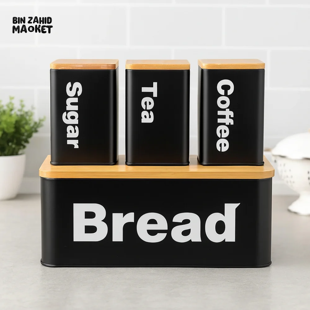 LUXURMOVE BREAD BOX SET BAMBOO - BLACK - Image 5