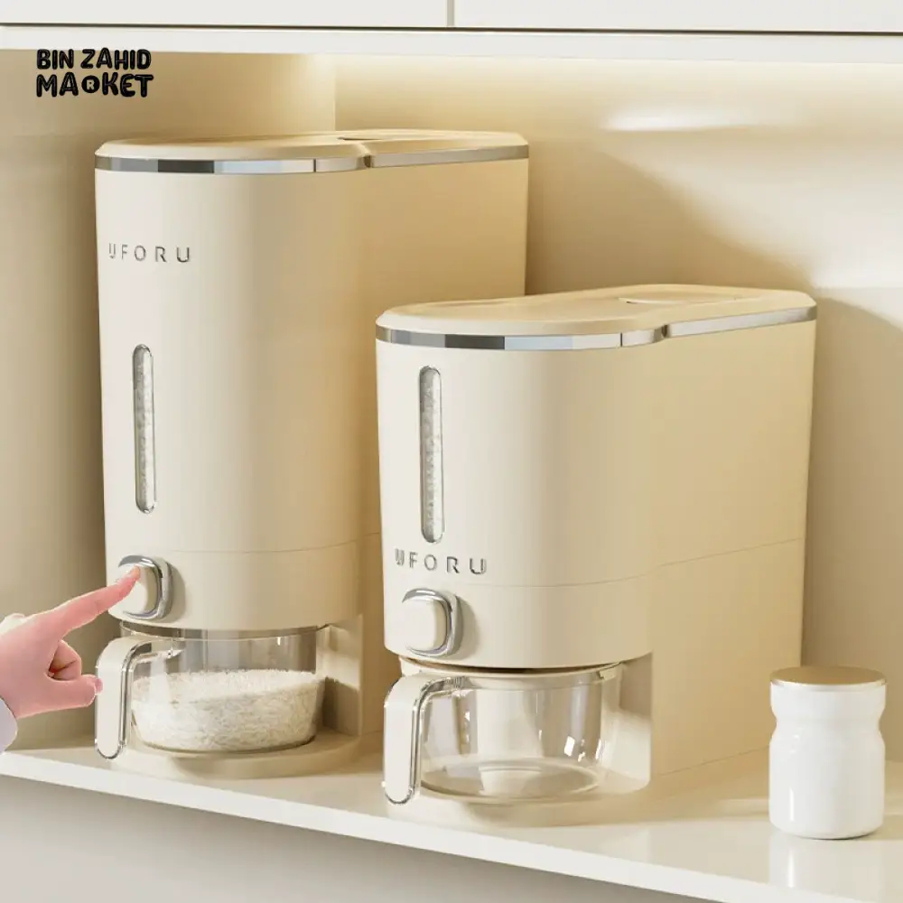 LUXURMOVE SEALED RICE BUCKET – AUTOMATIC CEREAL DISPENSER WITH LID & CUPS MOISTURE-PROOF GRAIN CONTAINER - Image 3