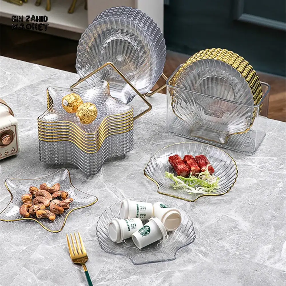 LUXURY 8-PIECE ACRYLIC SNACK PLATTER SET – FRUIT DESSERT AND TASTING PLATES - STAR - Image 4