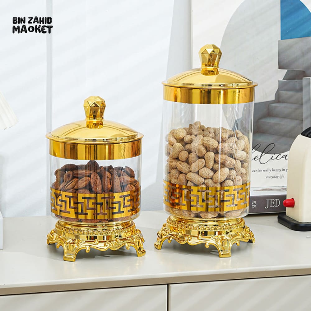 LUXURY ACRYLIC CANDY JAR WITH LID 3 PIECES SET TRANSPARENT TABLE DRY FOOD CANDY BIN SNACK STORAGE CAN - Image 3