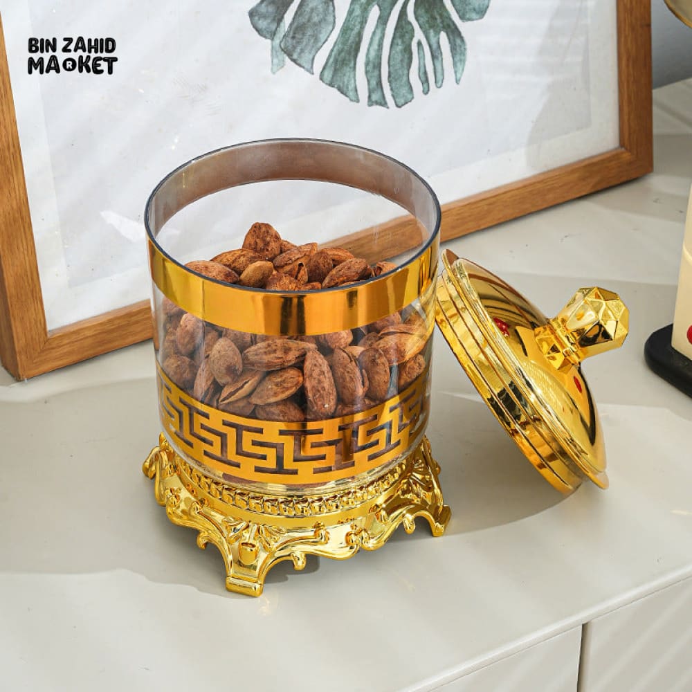 LUXURY ACRYLIC CANDY JAR WITH LID 3 PIECES SET TRANSPARENT TABLE DRY FOOD CANDY BIN SNACK STORAGE CAN - Image 4