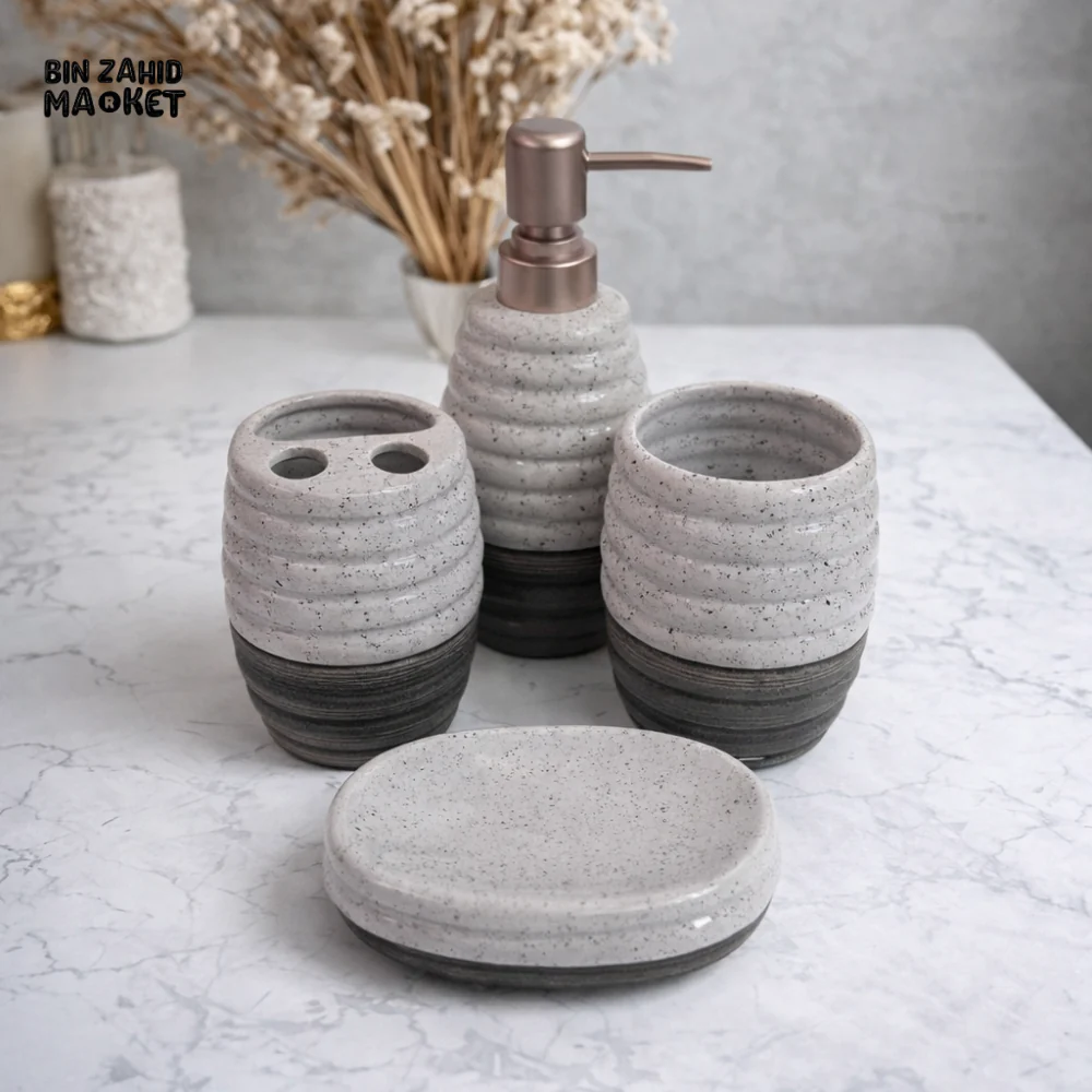 LUXURY CERAMIC BATHROOM ACCESSORY SET – KLEEYO BATH SET PRO