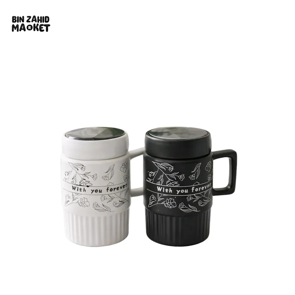 LUXURY CERAMIC COFFEE MUG 2 PIECE SET – MINIMAL FLORAL STYLE PERFECT FOR HOME & GIFTING - Image 2
