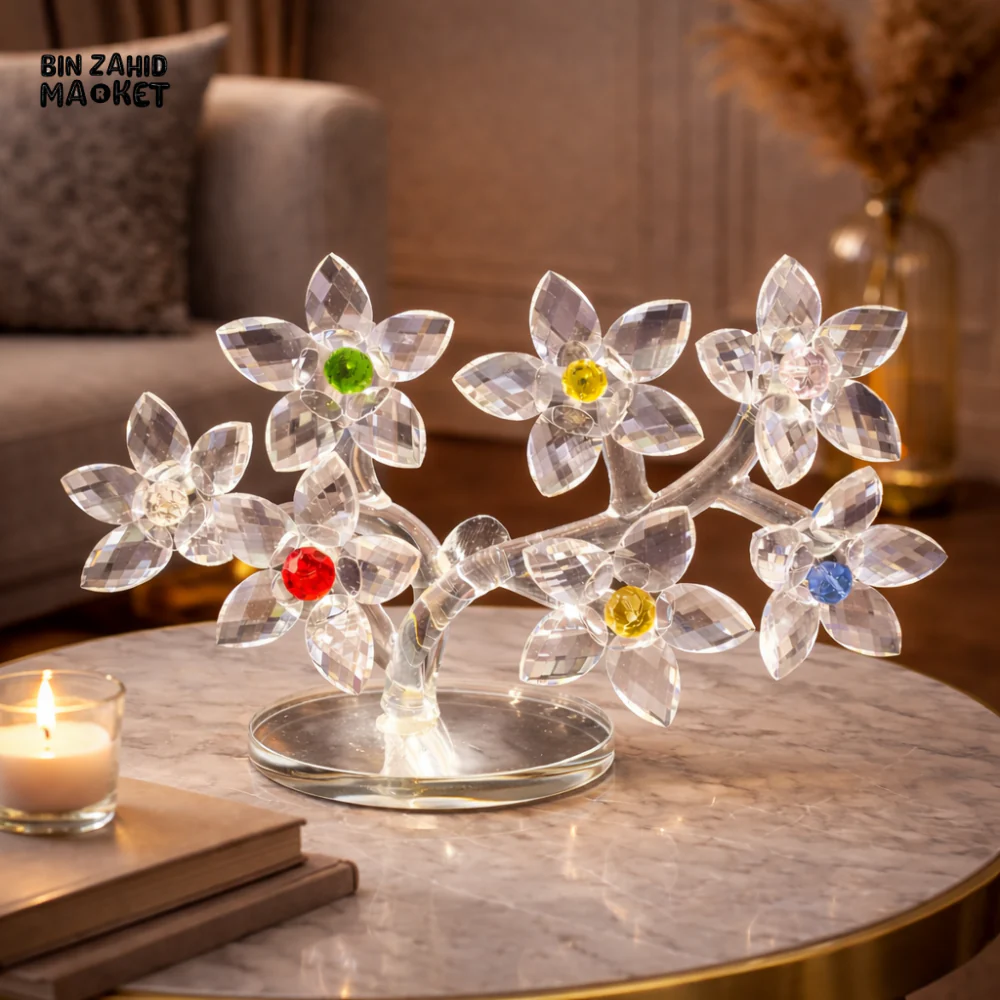 LUXURY CRYSTAL FLOWER DECOR ORNAMENT | ELEGANT TABLE SHOWPIECE