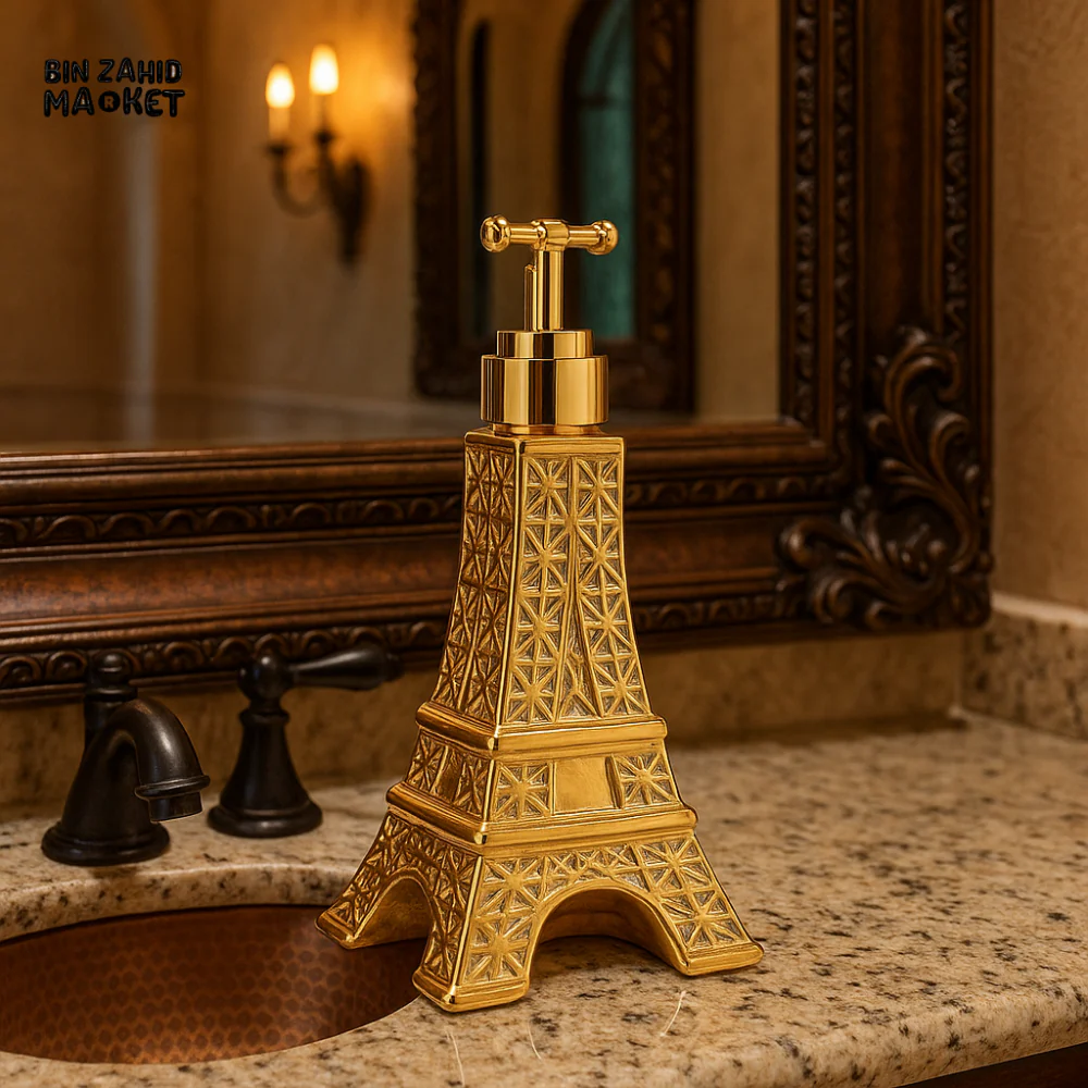 LUXURY EIFFEL TOWER SOAP DISPENSER – GOLD PARIS THEME BATHROOM DECOR