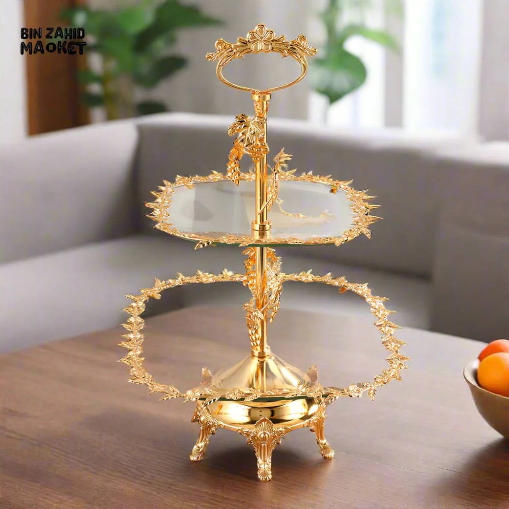 LUXURY EUROPEAN 2-TIER SERVING PLATE – FRUIT & DRY FOOD DISPLAY STAND FOR WEDDINGS & EVENTS - Image 2