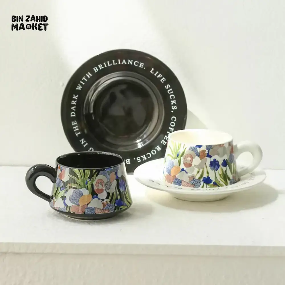 LUXURY FLORAL CERAMIC TEACUP & SAUCER SET - Image 3