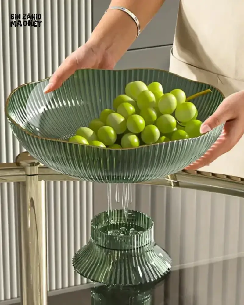 ACRYLIC FRUIT BOWL WITH GOLD RIM – LUXURY TABLE DECOR CENTERPIECE - LARGE - Image 2