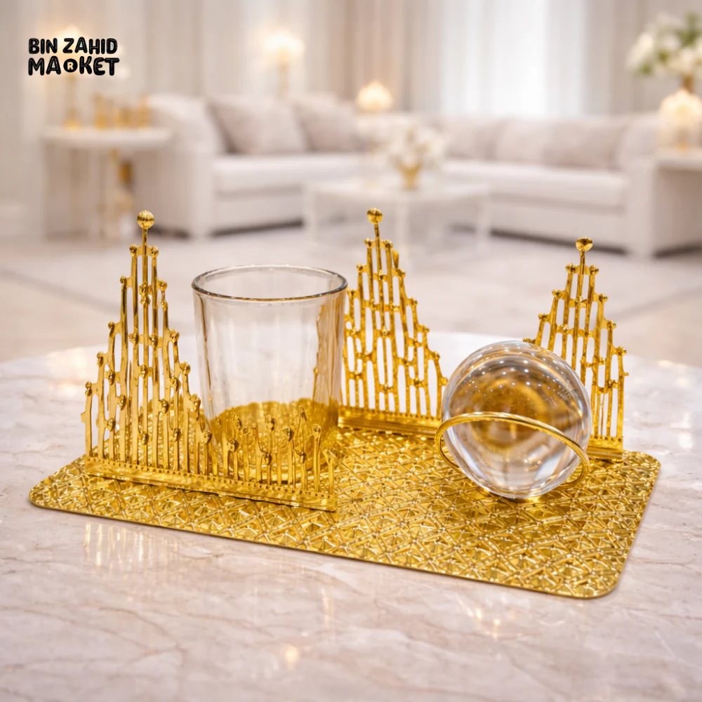 LUXURY GOLD FLORAL METAL CANDLE STAND