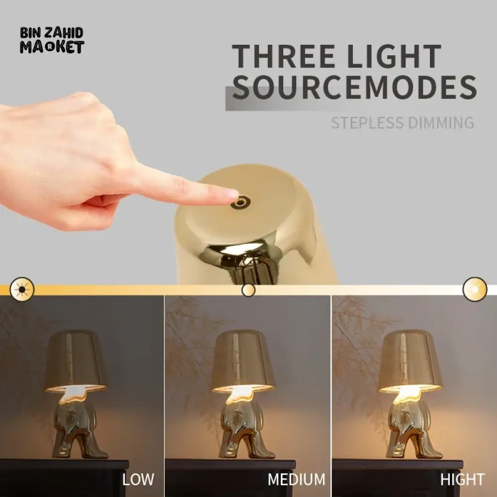 LUXURY GOLD HUMANOID LED TABLE LAMP SET – NORDIC MODERN OFFICE & HOME DECOR TOUCH DIMMING USB RECHARGEABLE NIGHT LIGHT - Image 5