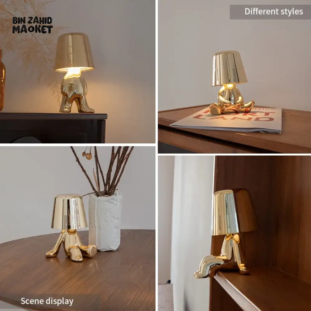LUXURY GOLD HUMANOID LED TABLE LAMP SET – NORDIC MODERN OFFICE & HOME DECOR TOUCH DIMMING USB RECHARGEABLE NIGHT LIGHT - Image 6