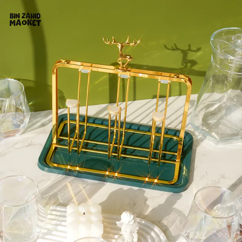 LUXURY GOLD IRON CUP DRYING RACK HOLDER TREE FOR MUGS & GLASSES - Image 3