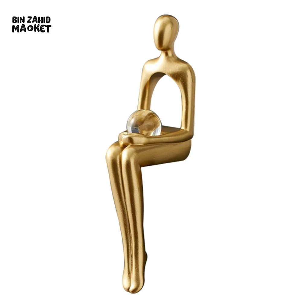 LUXURY GOLD THINKER STATUE – 3-PIECE ABSTRACT RESIN SCULPTURE SET FOR HOME & OFFICE DECOR - Image 5