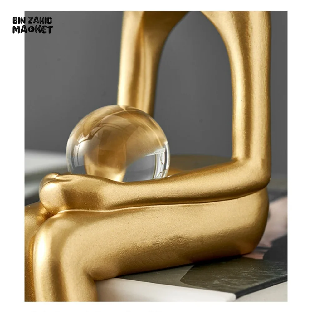 LUXURY GOLD THINKER STATUE – 3-PIECE ABSTRACT RESIN SCULPTURE SET FOR HOME & OFFICE DECOR - Image 6