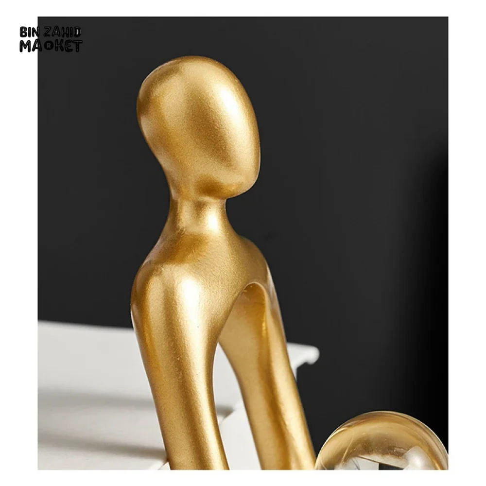 LUXURY GOLD THINKER STATUE – 3-PIECE ABSTRACT RESIN SCULPTURE SET FOR HOME & OFFICE DECOR - Image 8
