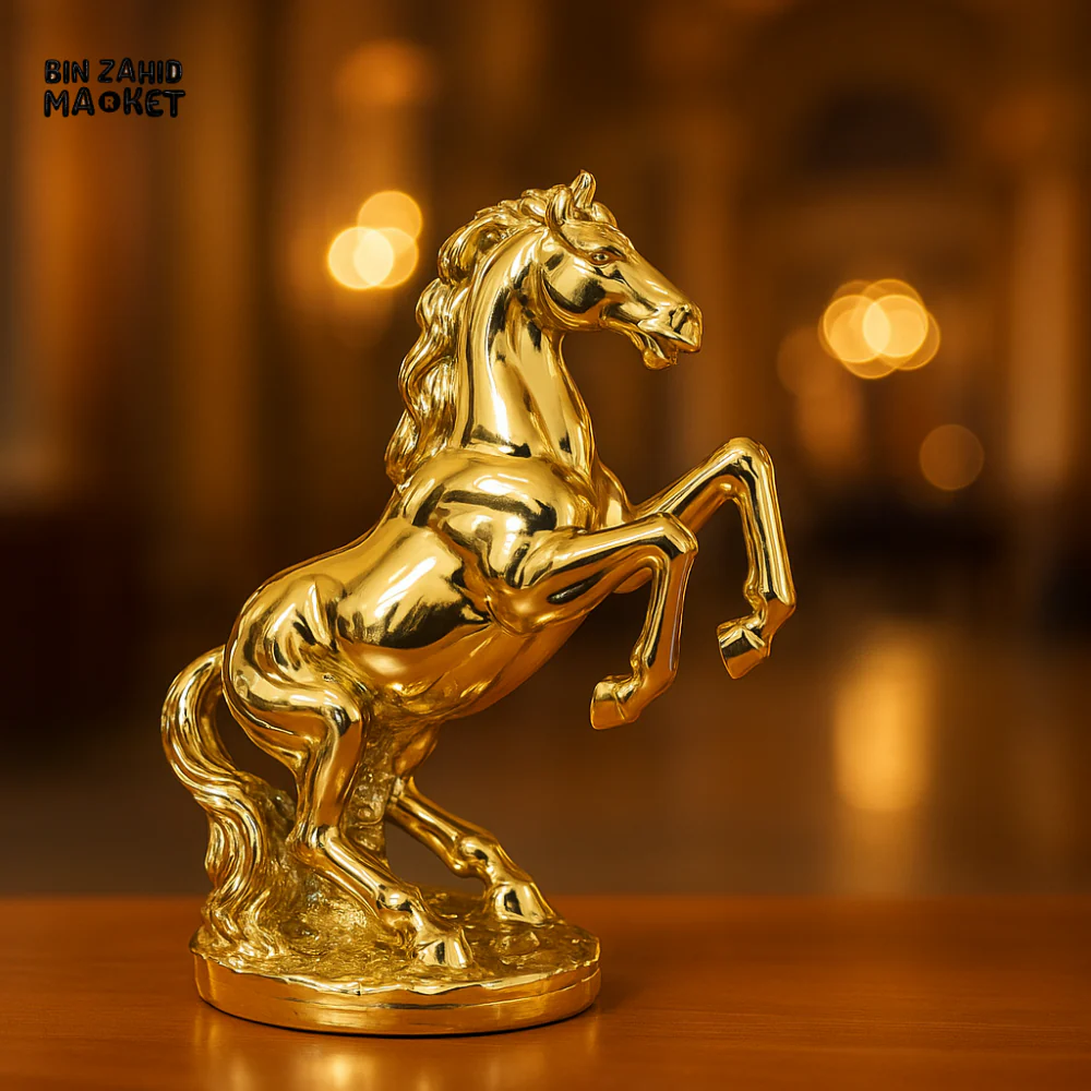 LUXURY GOLDEN REARING HORSE STATUE – ELEGANT HOME DECOR ACCENT - Image 2