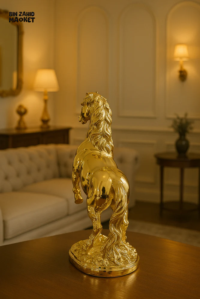 LUXURY GOLDEN REARING HORSE STATUE – ELEGANT HOME DECOR ACCENT - Image 4