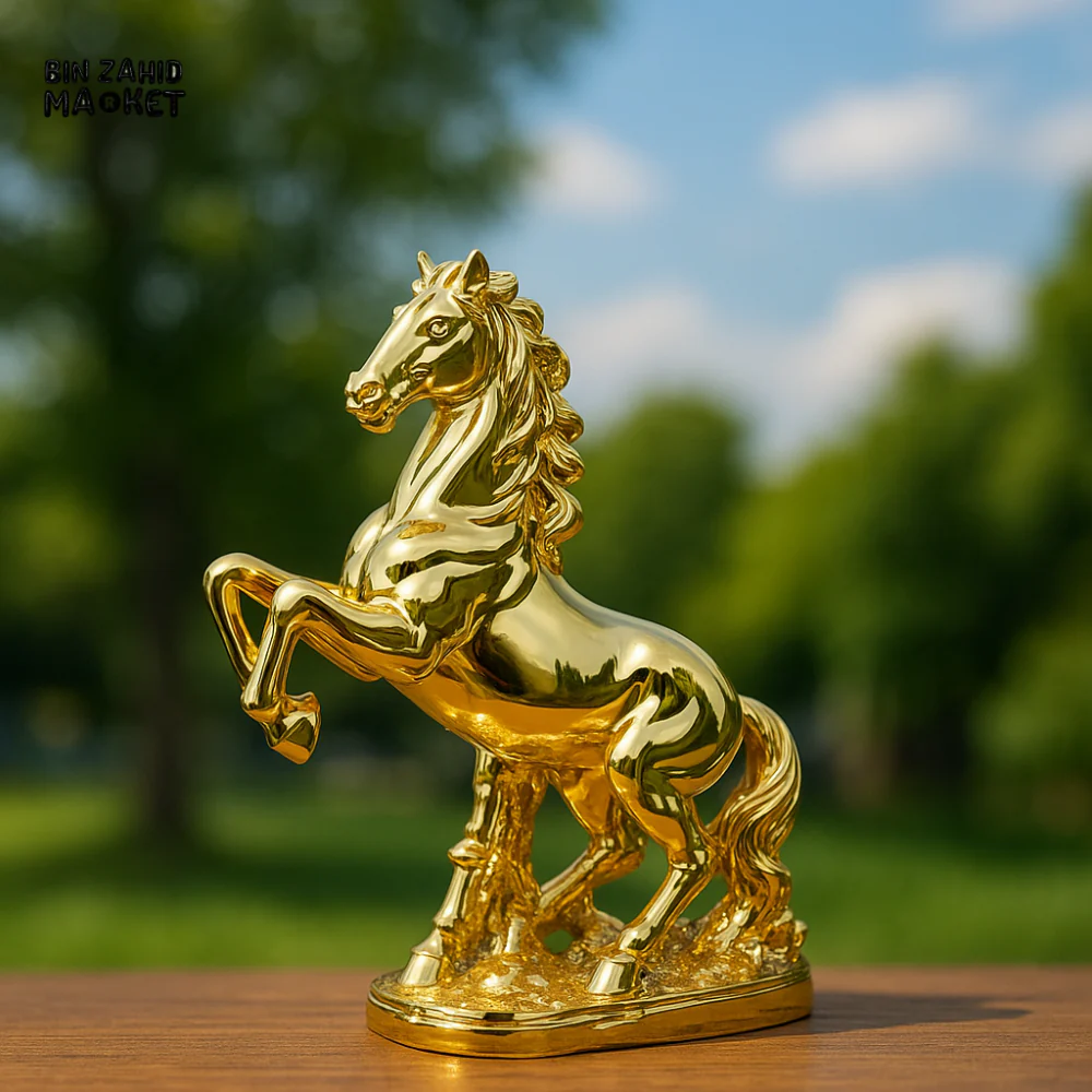LUXURY GOLDEN REARING HORSE STATUE – ELEGANT HOME DECOR ACCENT - Image 5