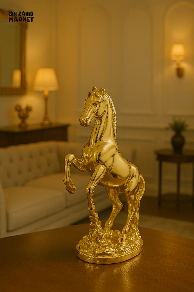 LUXURY GOLDEN REARING HORSE STATUE – ELEGANT HOME DECOR ACCENT - Image 6
