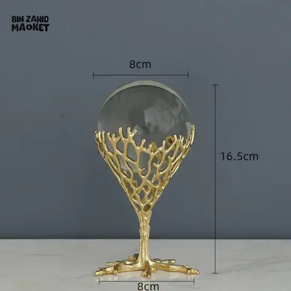 LUXURY HOME DECOR – 2 PIECE PURE COPPER CRYSTAL BALL HANDMADE MODERN LIVING ROOM ACCESSORY - Image 7