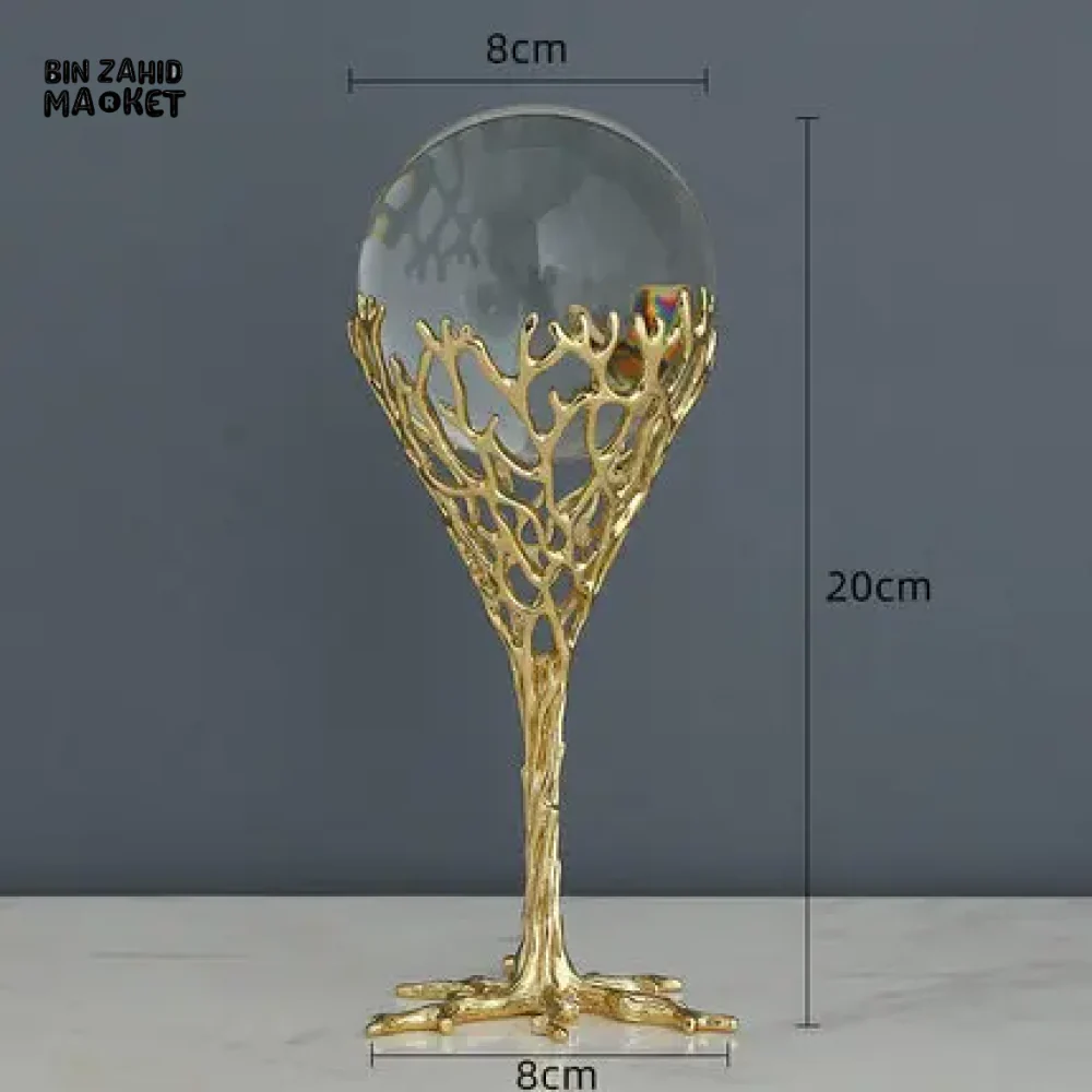 LUXURY HOME DECOR – 2 PIECE PURE COPPER CRYSTAL BALL HANDMADE MODERN LIVING ROOM ACCESSORY - Image 8