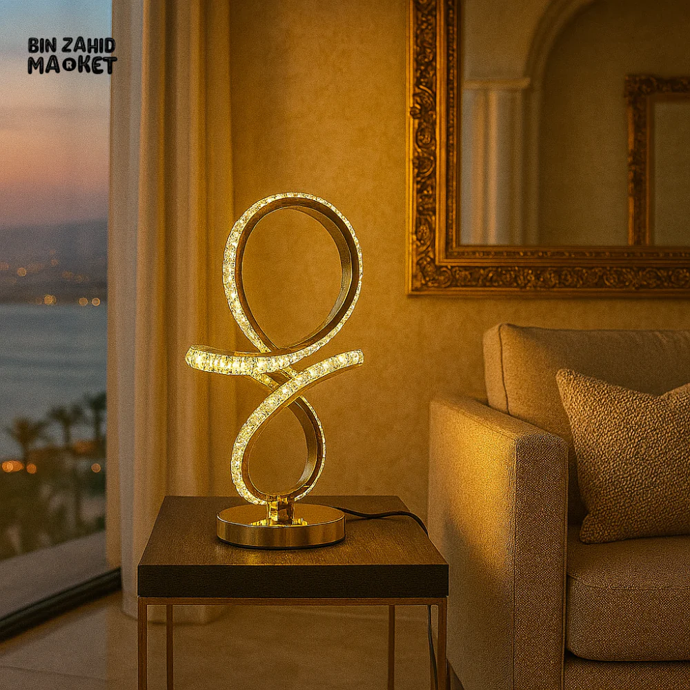 LUXURY INFINITY CRYSTAL LED TABLE LAMP – MODERN GOLD DESIGN - Image 2