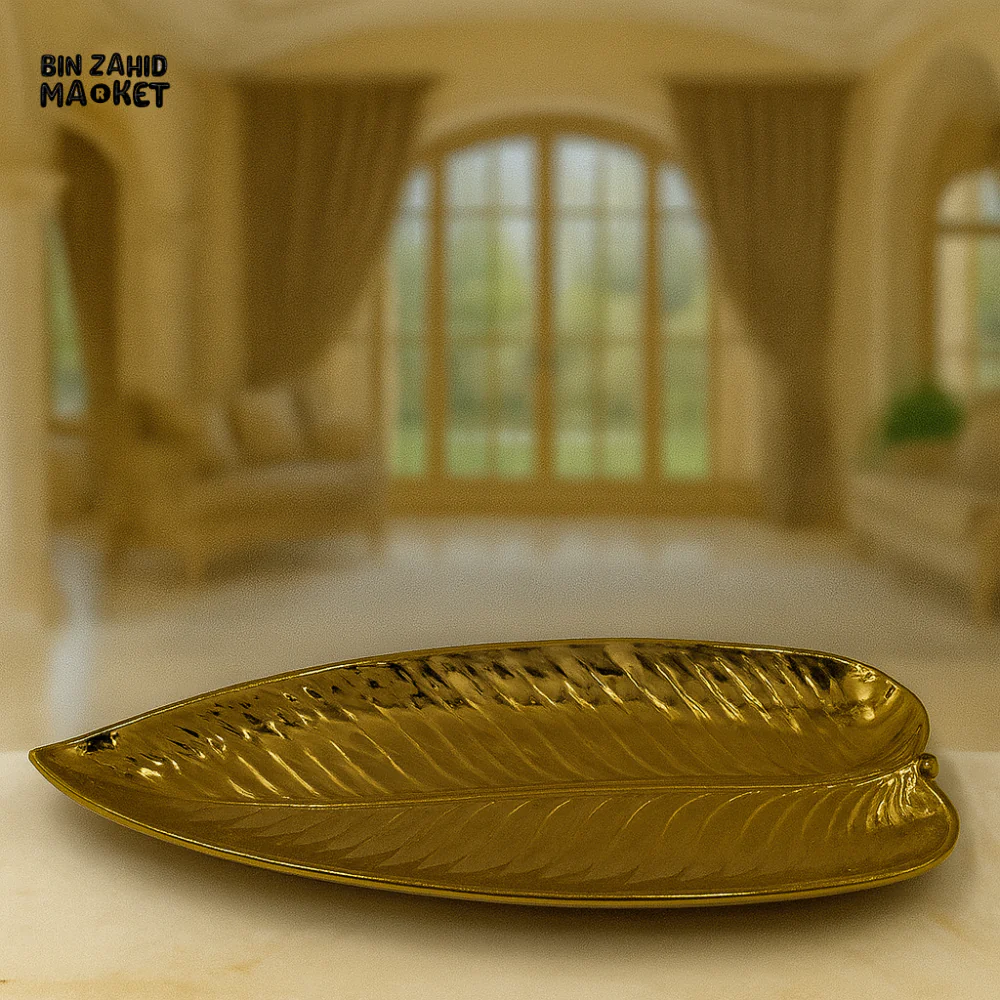 LUXURY GOLD LEAF-SHAPED SERVING TRAY – ELEGANT VILLA TABLE DECOR - 16 YF013