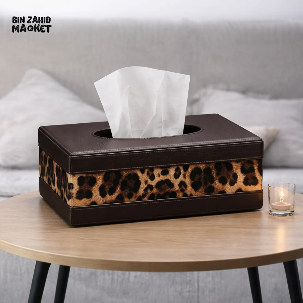 LUXURY LEOPARD PRINT TISSUE BOX HOLDER | MODERN HOME & OFFICE DÉCOR