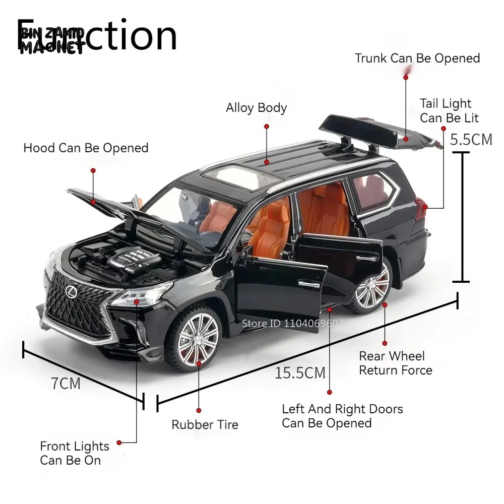 LUXURY LEXUS LX570 DIECAST SUV METAL MODEL CAR WITH LIGHT & SOUND COLLECTOR'S EDITION TOY - Image 12