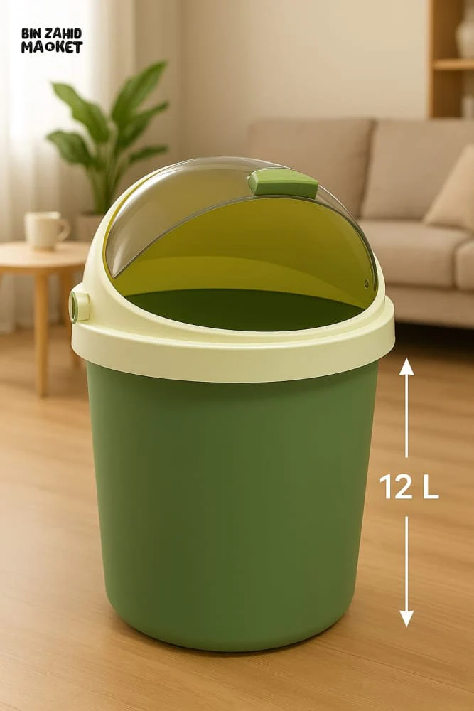 LUXURY MINI DESKTOP TRASH BIN – ROUND PORTABLE WASTE CONTAINER WITH SWING LID FOR OFFICE & HOME USE - Image 4
