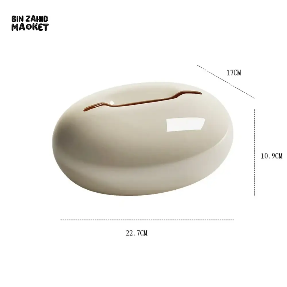 LUXURY PEBBLE SHAPE TISSUE BOX HOLDER – EXTENDABLE LIVING ROOM ORGANIZER - WHITE - Image 3