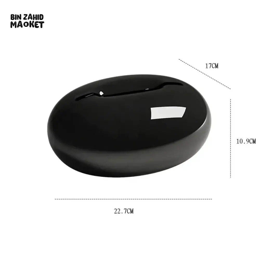 LUXURY PEBBLE SHAPE TISSUE BOX HOLDER – EXTENDABLE LIVING ROOM ORGANIZER - BLACK - Image 2