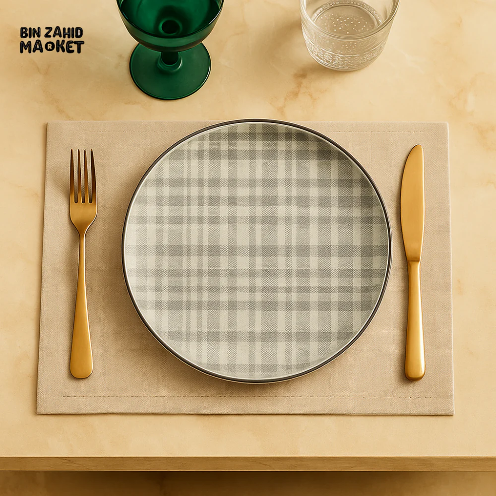 LUXURY PLAID DINNER PLATE SET – MODERN TABLETOP DECOR FOR ELEGANT DINING