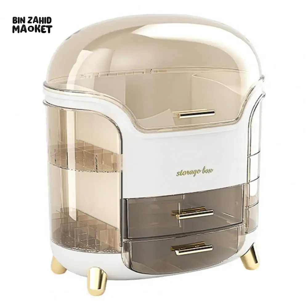 LUXURY ROTATING COSMETIC ORGANIZER 360° MAKEUP STORAGE BOX MOISTURE-PROOF & STABLE - GREEN - Image 7
