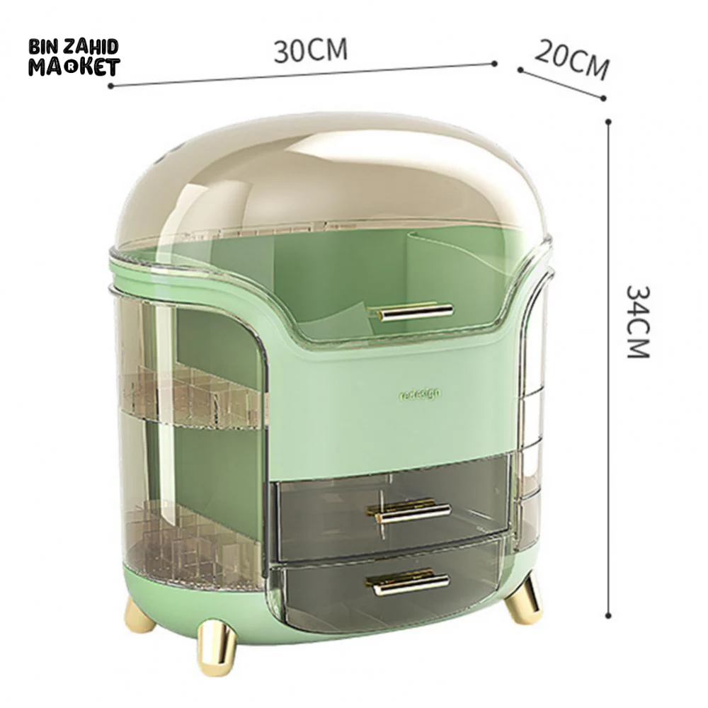 LUXURY ROTATING COSMETIC ORGANIZER 360° MAKEUP STORAGE BOX MOISTURE-PROOF & STABLE - WHITE - Image 7
